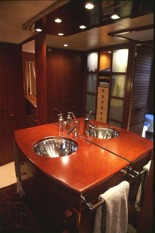 a sink in a bathroom aboard FREE AT LAST Yacht for Sale