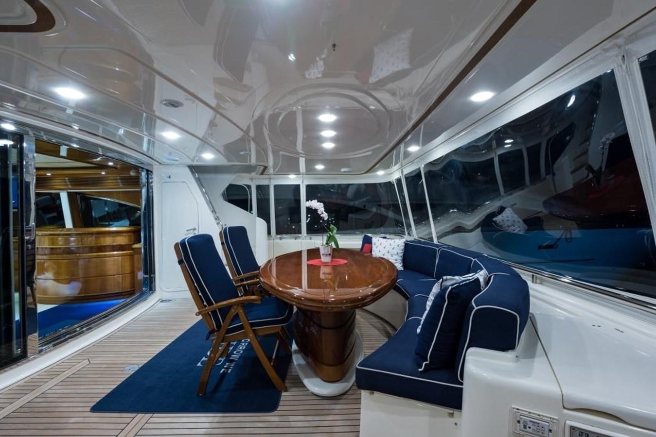 a boat with a table and chairs aboard TOMORROW WE RIDE Yacht for Sale