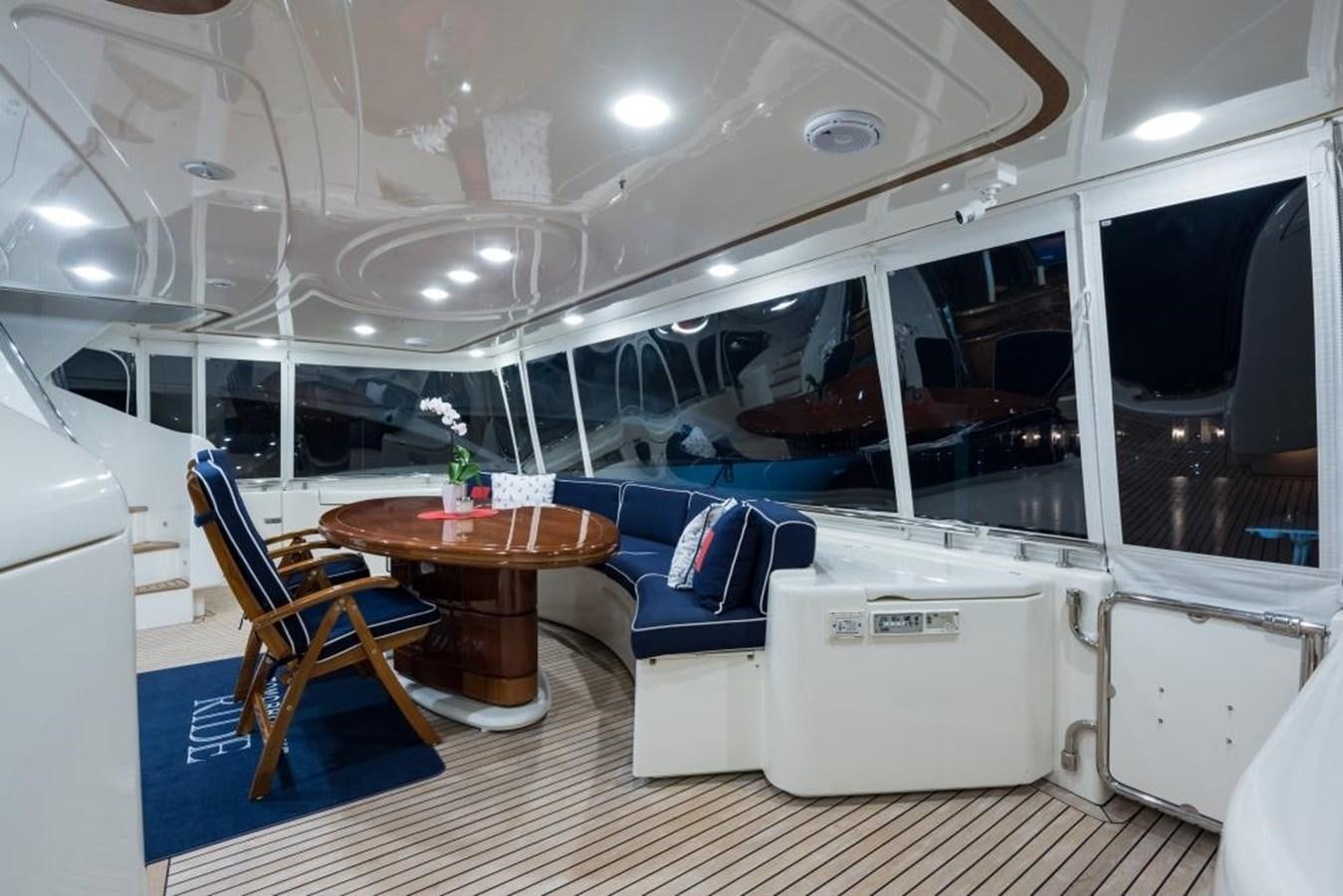 inside of a building with a table and chairs aboard TOMORROW WE RIDE Yacht for Sale