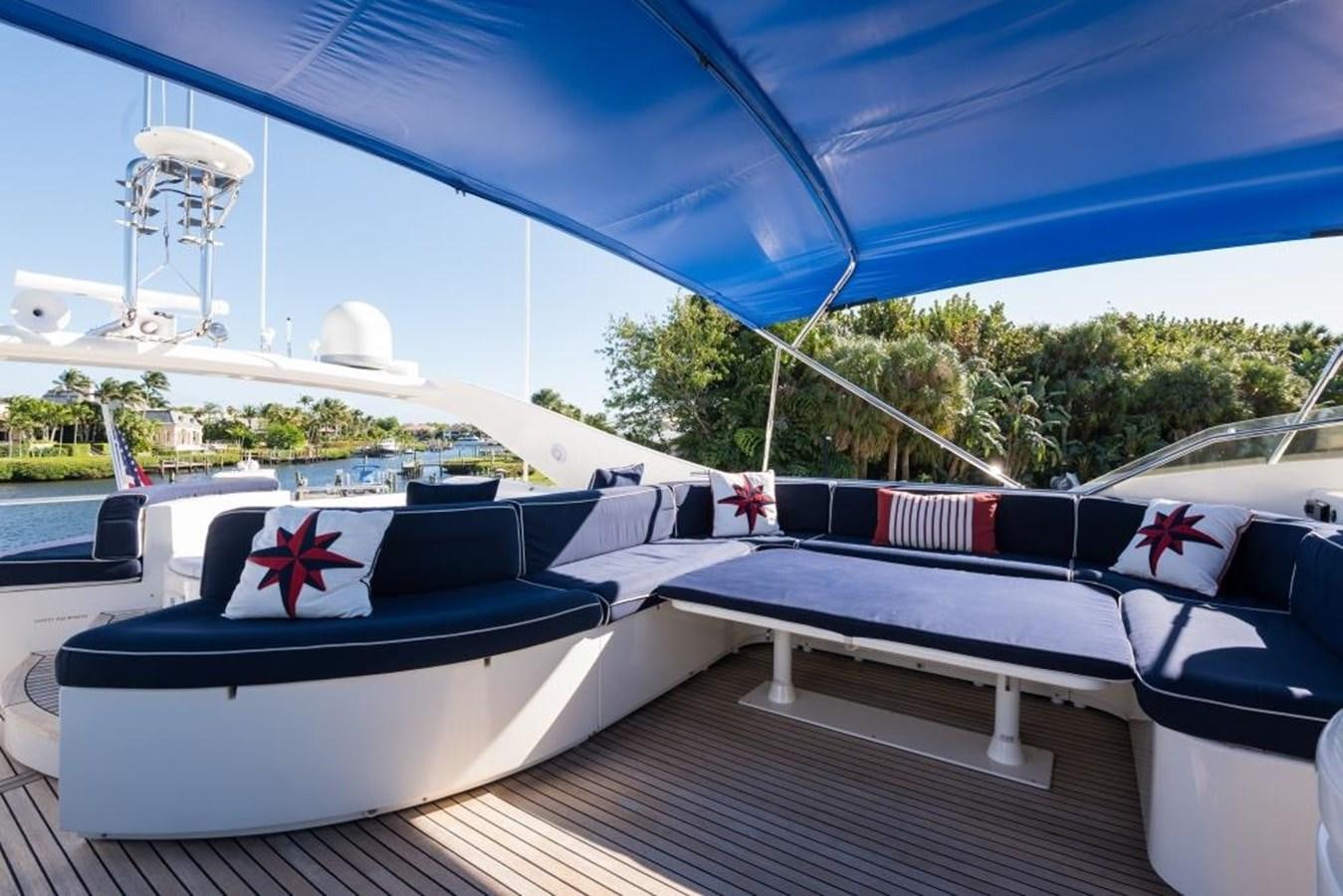 a deck with a flag on it aboard TOMORROW WE RIDE Yacht for Sale