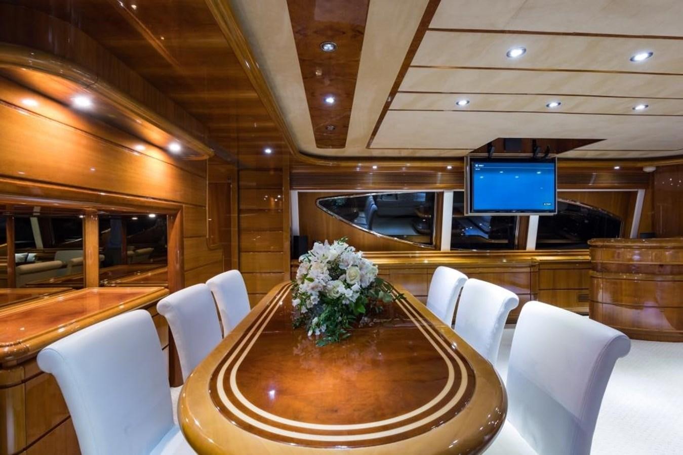 a room with tables and chairs aboard TOMORROW WE RIDE Yacht for Sale