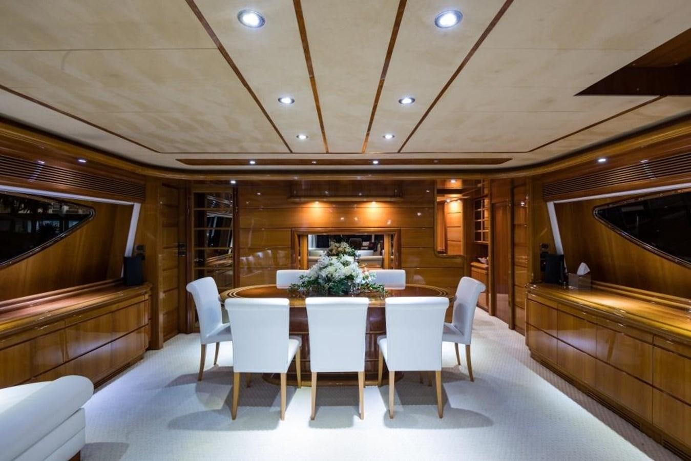 a large room with a table and chairs aboard TOMORROW WE RIDE Yacht for Sale