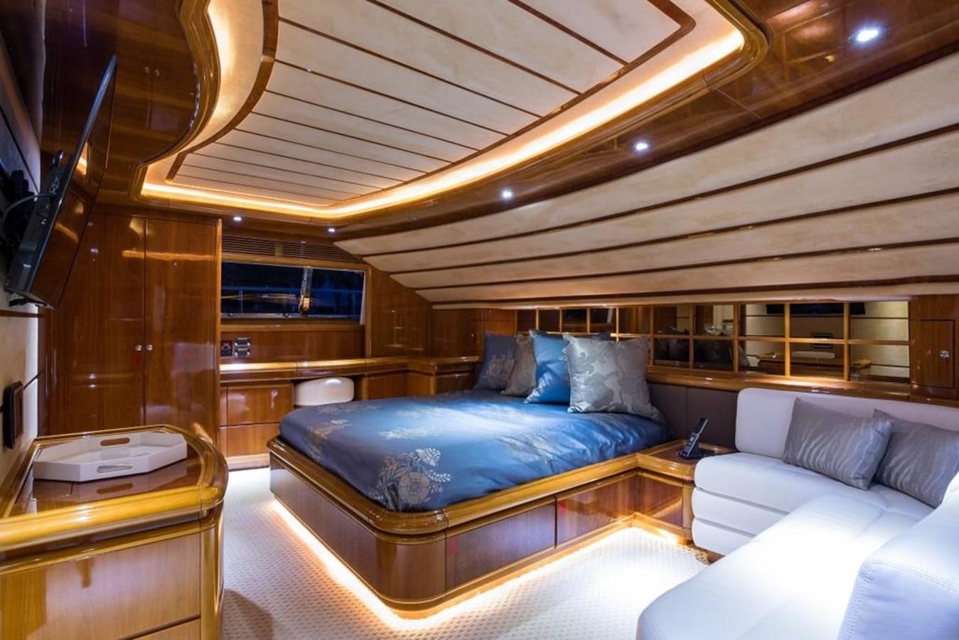 a large bed in a room aboard TOMORROW WE RIDE Yacht for Sale