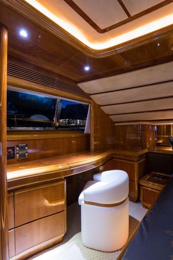 a bathroom with a large tv aboard TOMORROW WE RIDE Yacht for Sale