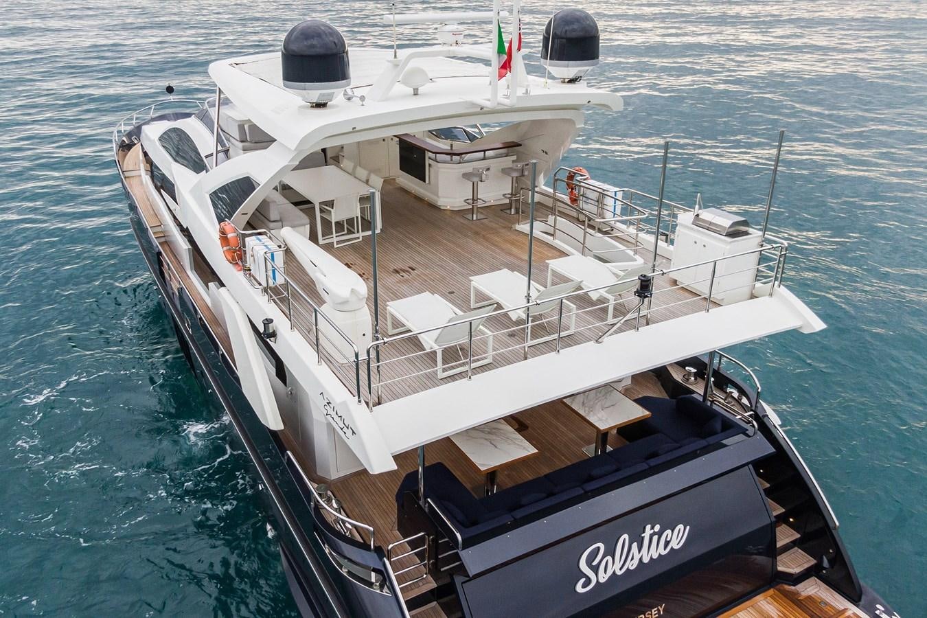 a large ship in the water aboard SOLSTICE Yacht for Sale