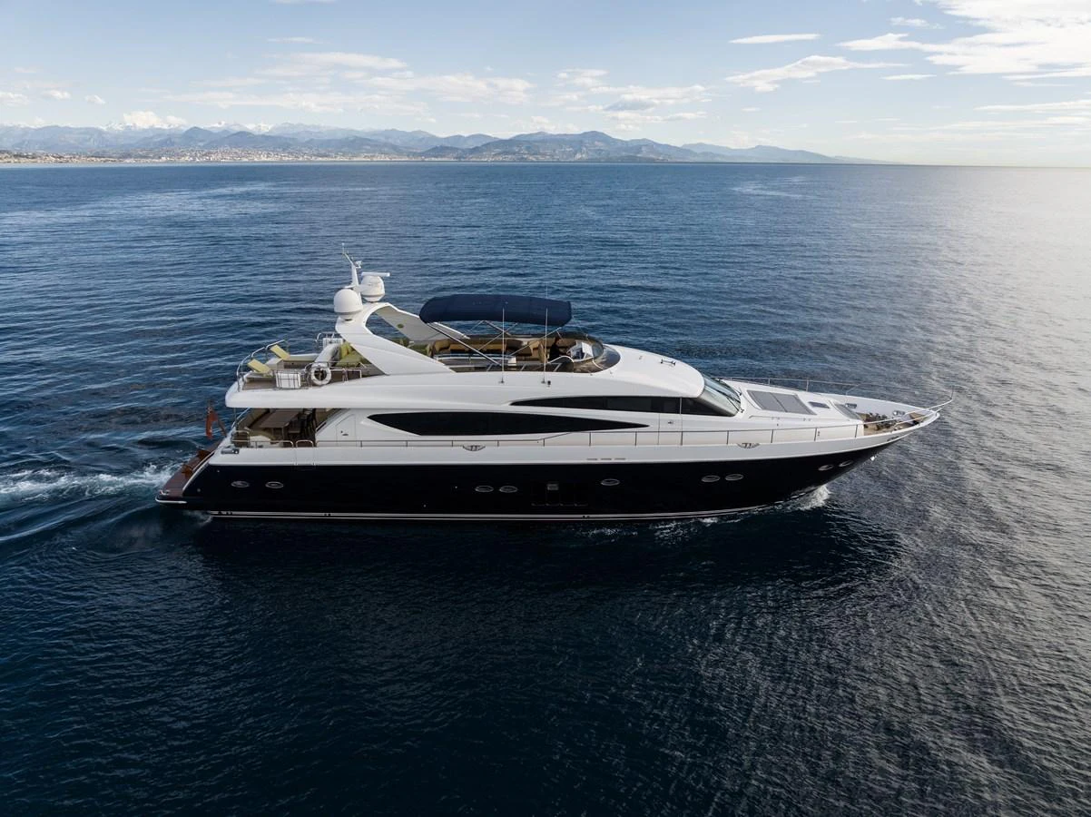 a white yacht in the water aboard BLUE EYES Yacht for Sale