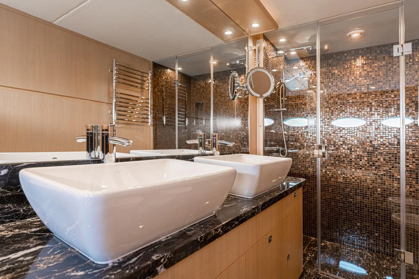 a bathroom with a large bathtub aboard BLUE EYES Yacht for Sale