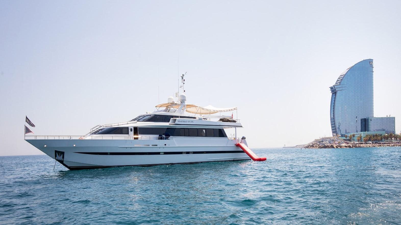 a boat in the water aboard HEARTBEAT OF LIFE Yacht for Sale