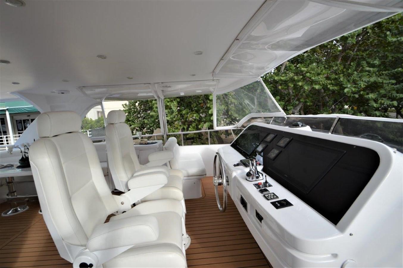 a white tent with a black screen aboard TRIPLE NET Yacht for Sale