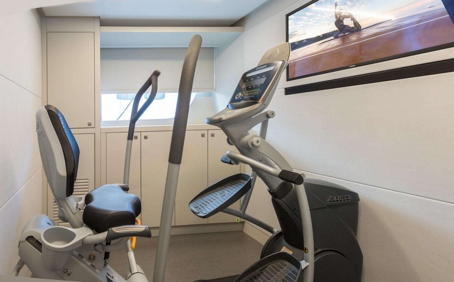 a group of exercise equipment aboard G-G Yacht for Sale