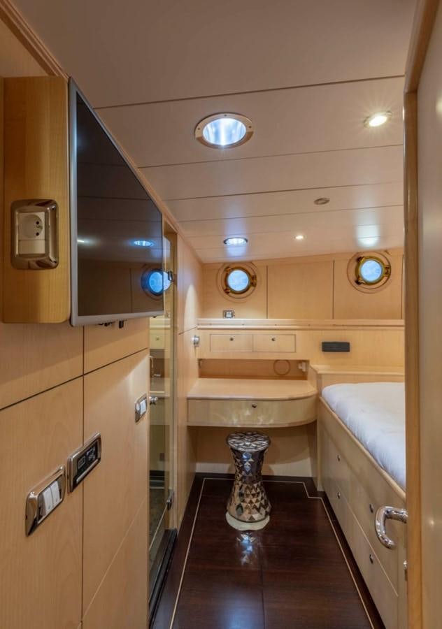 a bathroom with a toilet and sink aboard DE VROUWE CHRISTINA Yacht for Sale