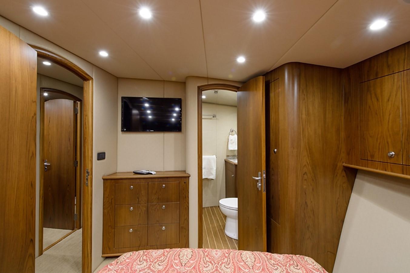 a bathroom with a large mirror aboard BANGARANG Yacht for Sale