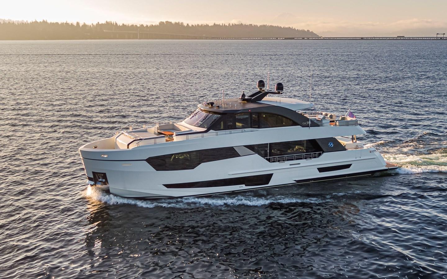 a white boat on the water aboard 90R03 Yacht for Sale