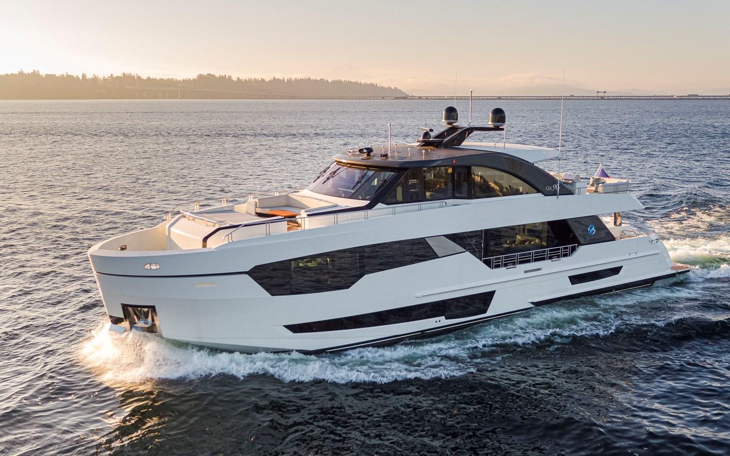 a white boat on the water aboard 90R03 Yacht for Sale