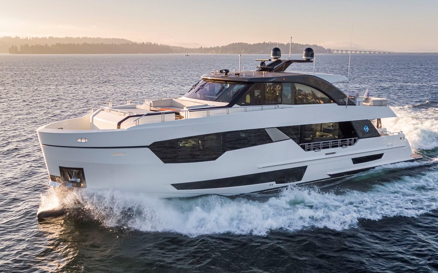 a white yacht on the water aboard 90R03 Yacht for Sale