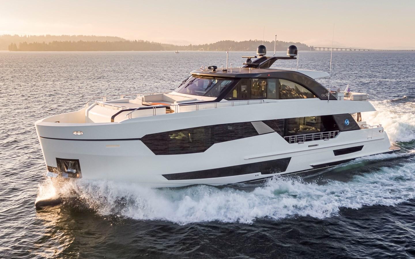 a white yacht on the water aboard 90R03 Yacht for Sale