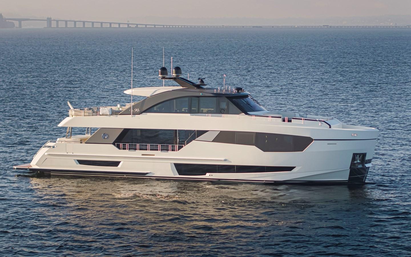 a white yacht in the water aboard 90R03 Yacht for Sale