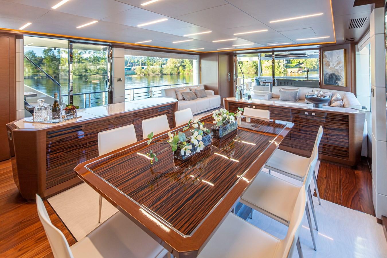 a kitchen and living room aboard 90R03 Yacht for Sale