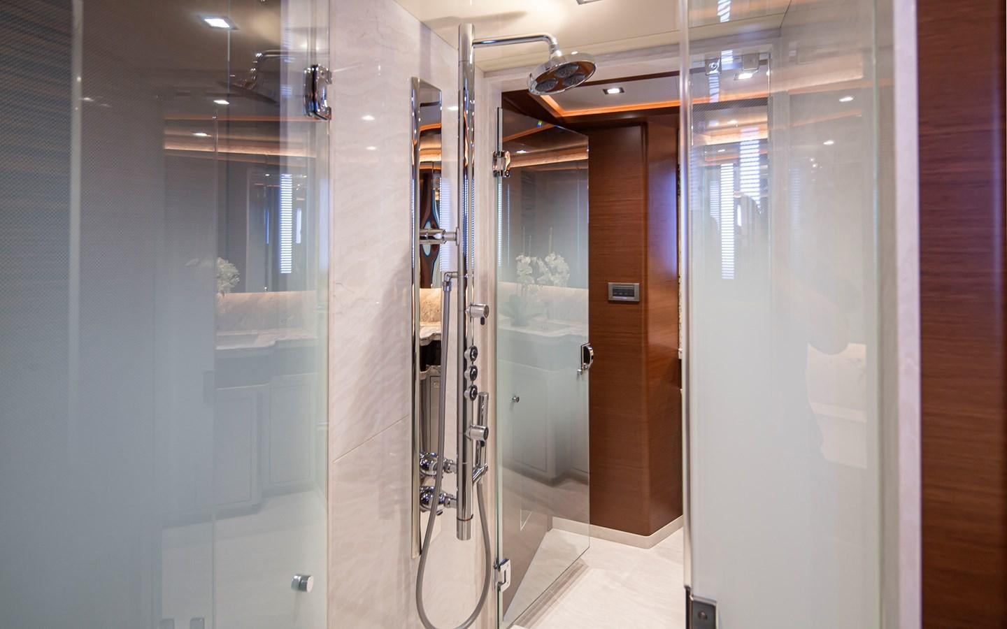 a room with several doors aboard 90R03 Yacht for Sale