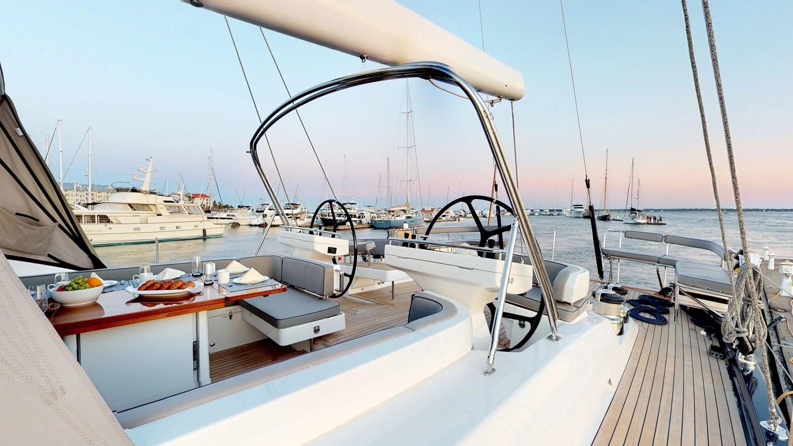 a boat on the water aboard AYNI Yacht for Sale