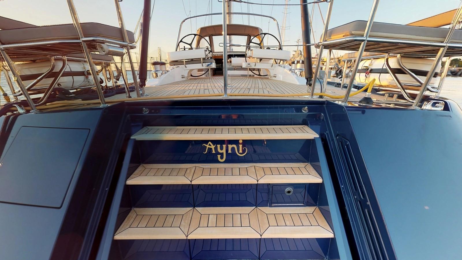 the inside of a boat aboard AYNI Yacht for Sale