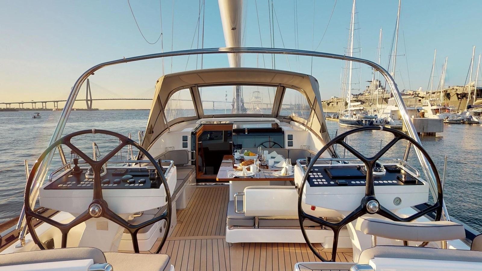 a boat on a dock aboard AYNI Yacht for Sale