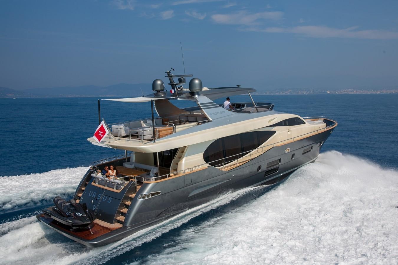 a boat on the water aboard CANADOS 888 EVO Yacht for Sale