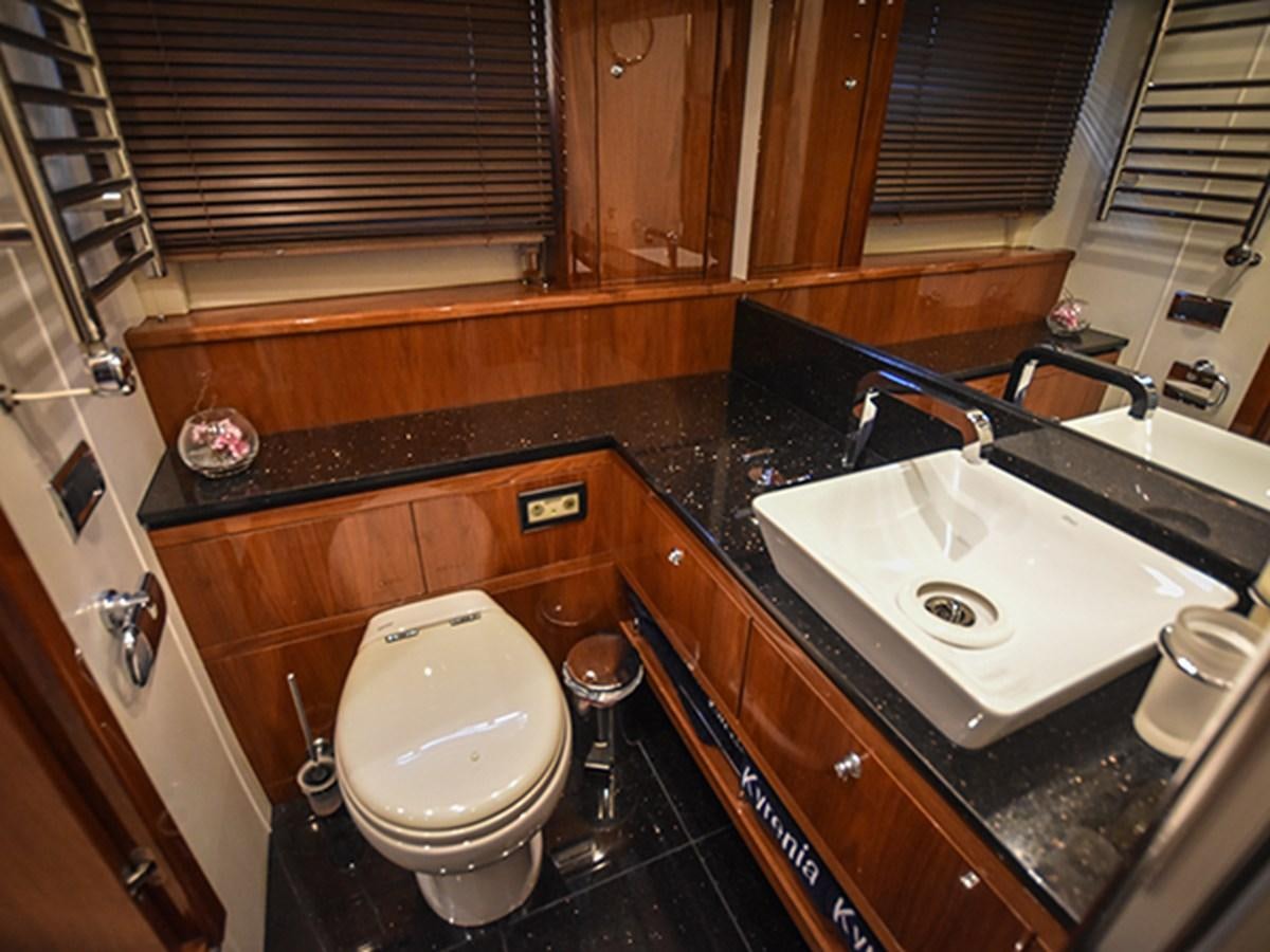 a bathroom with a sink and a toilet aboard KYRENIA Yacht for Sale