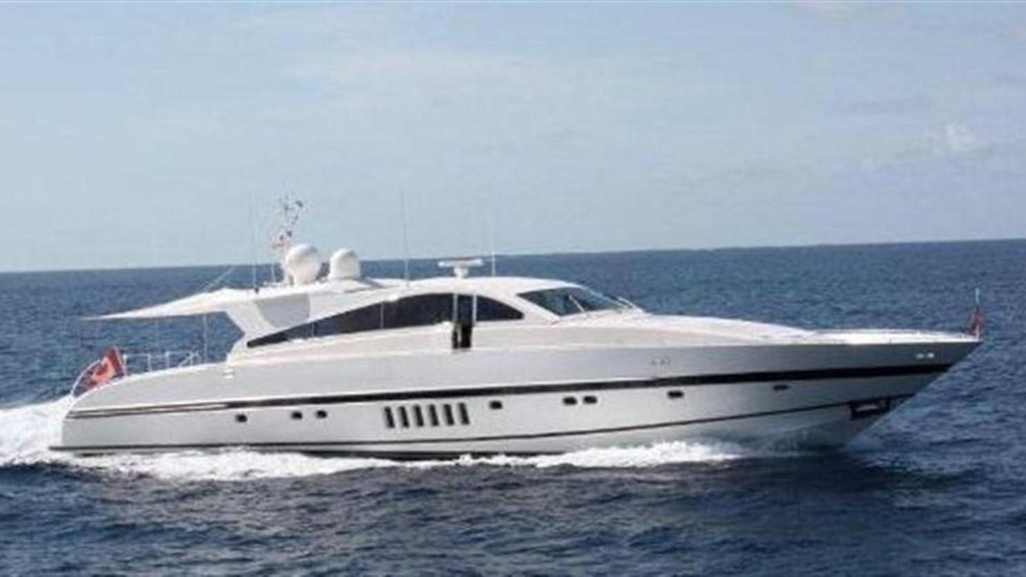 a white yacht on the water aboard SKS Yacht for Sale