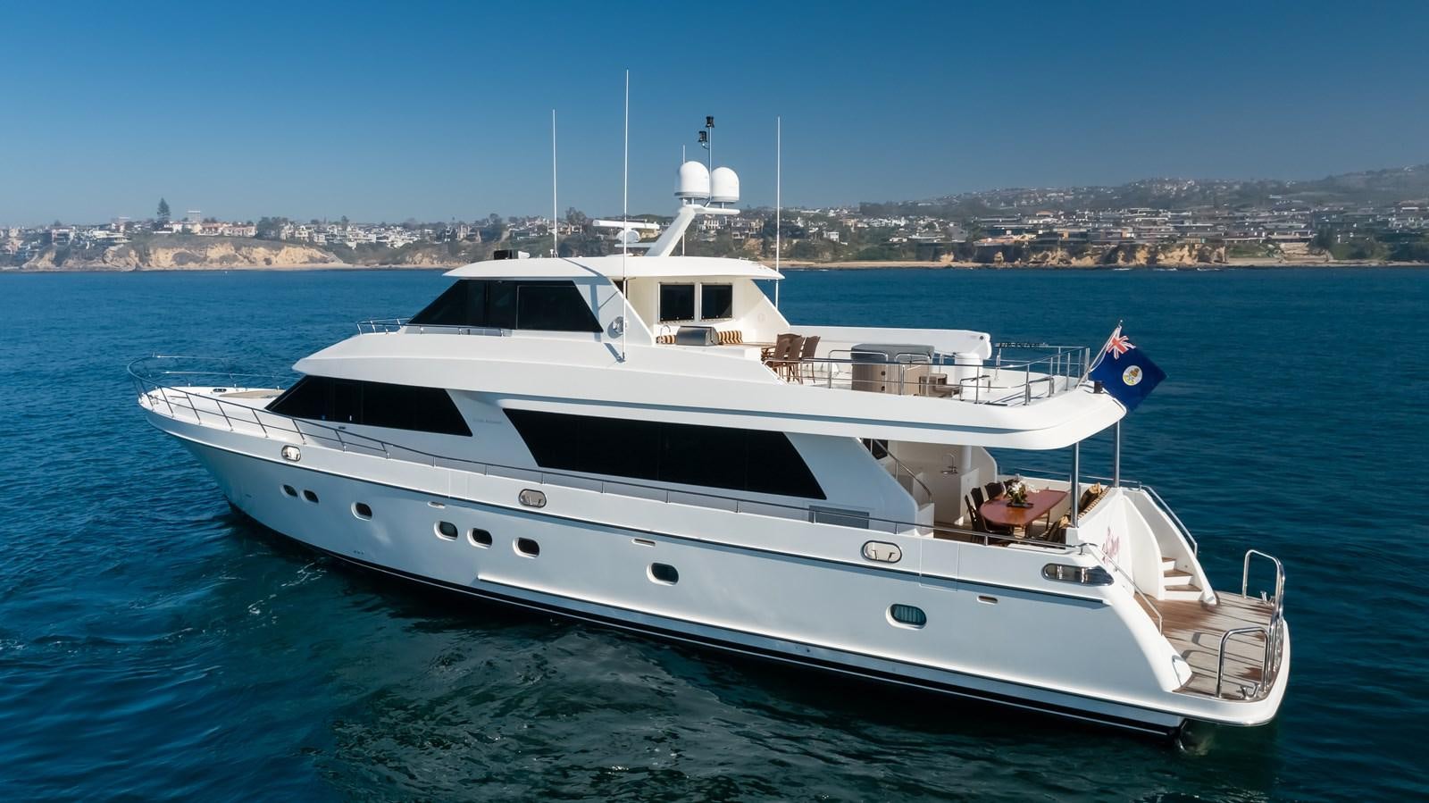 a white yacht in the water aboard HAWK EYE  Yacht for Sale