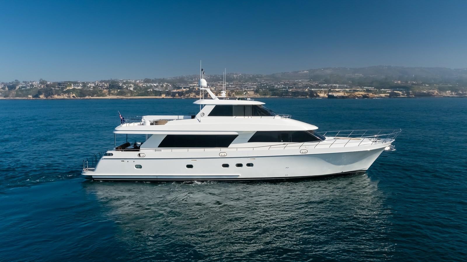 a white yacht in the water aboard HAWK EYE  Yacht for Sale