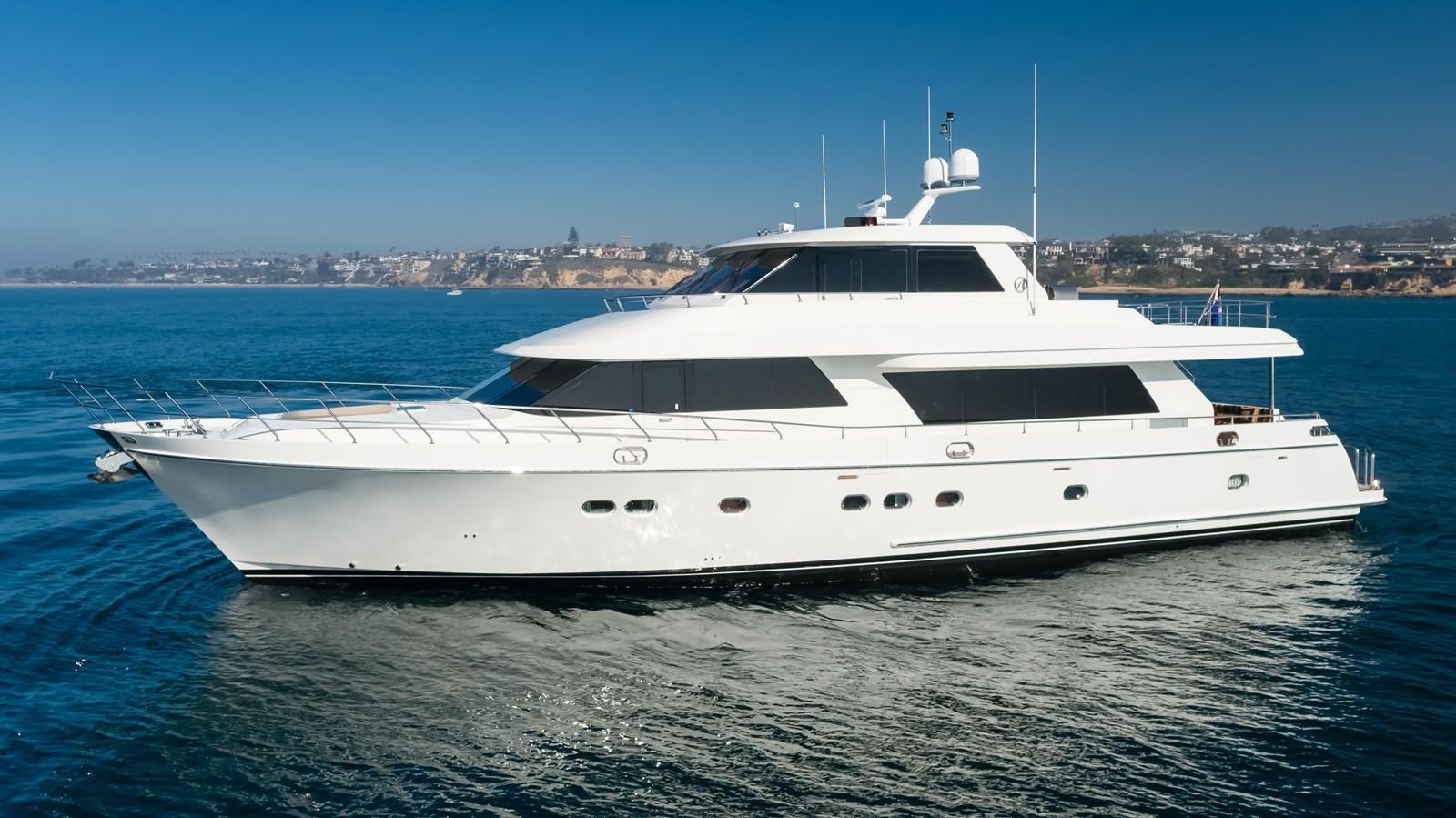 a white yacht in the water aboard HAWK EYE  Yacht for Sale