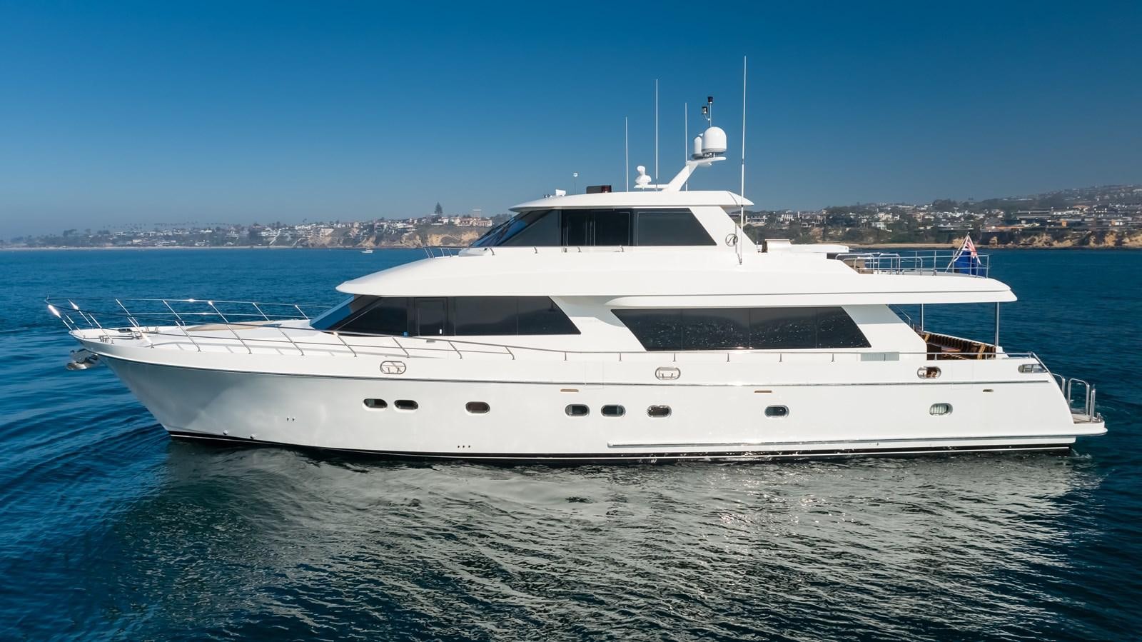 a white yacht in the water aboard HAWK EYE  Yacht for Sale