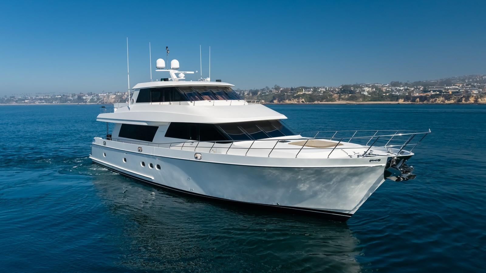 a white yacht in the water aboard HAWK EYE  Yacht for Sale
