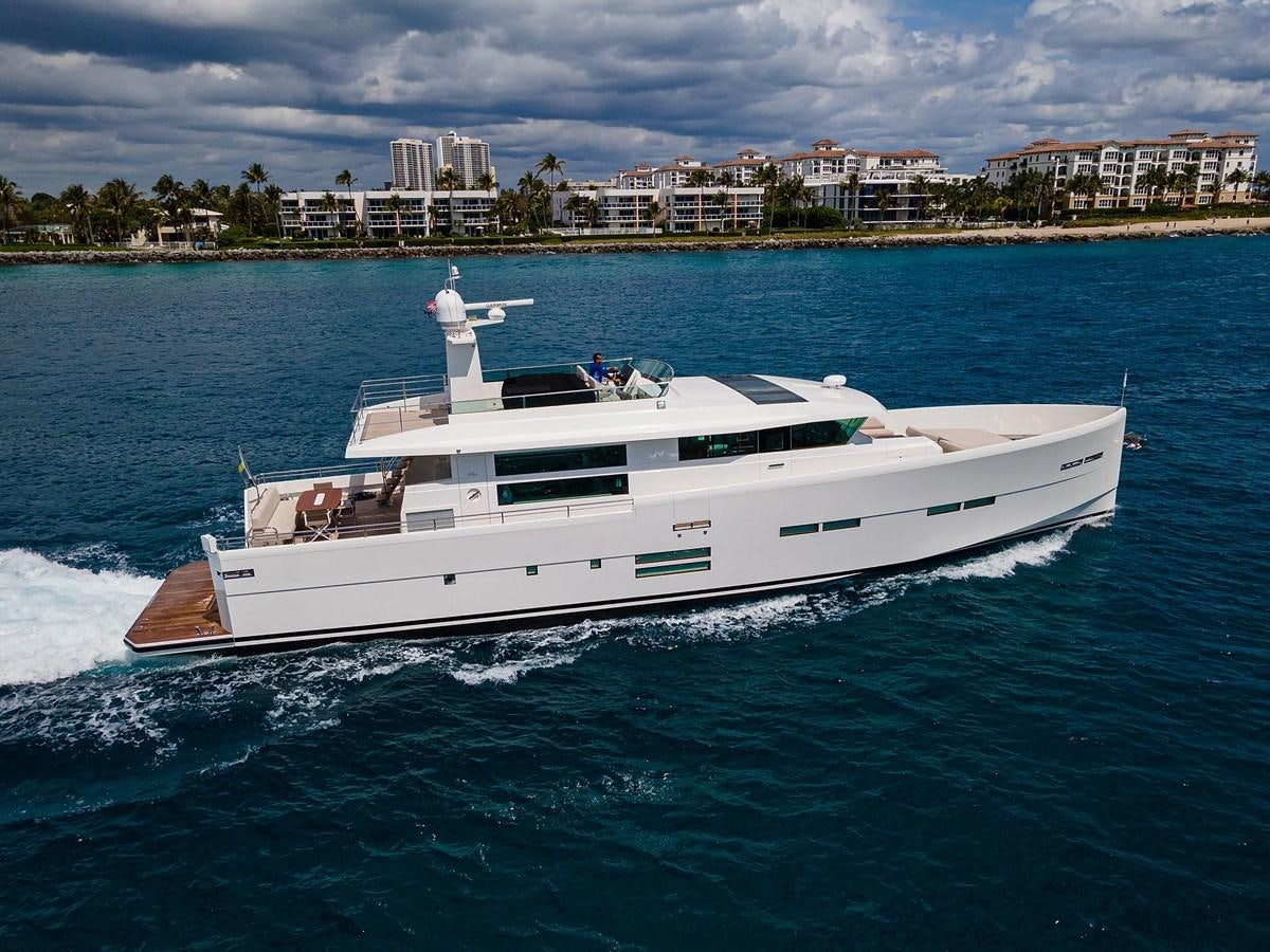 a white yacht in the water aboard CHREEDO Yacht for Sale