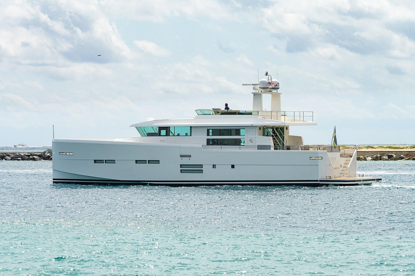 a large white ship aboard CHREEDO Yacht for Sale