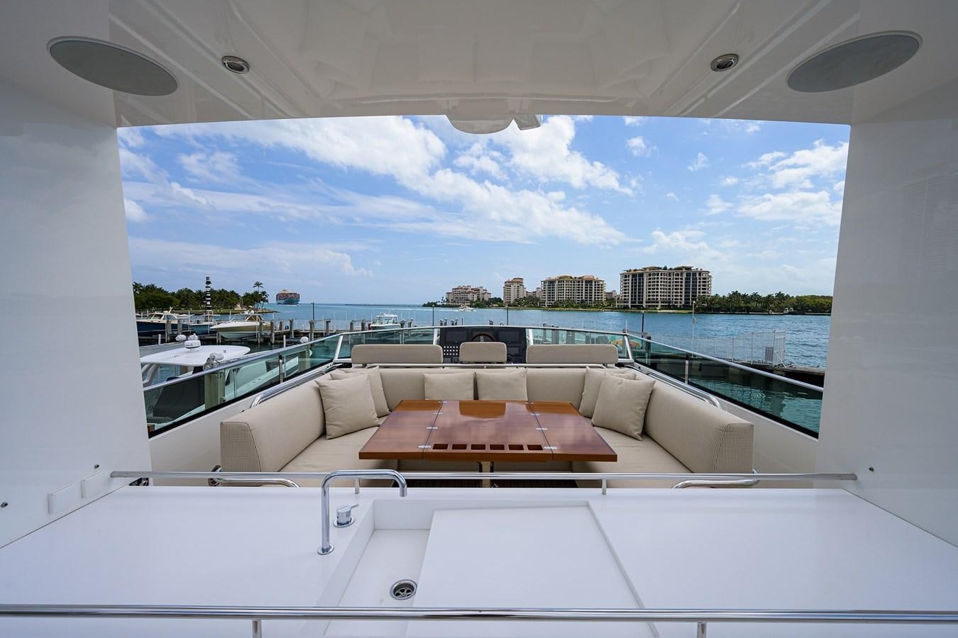 a large white sofa on a boat aboard CHREEDO Yacht for Sale