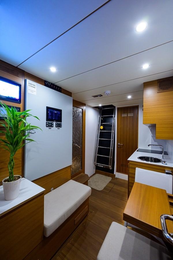 a modern looking kitchen aboard CHREEDO Yacht for Sale