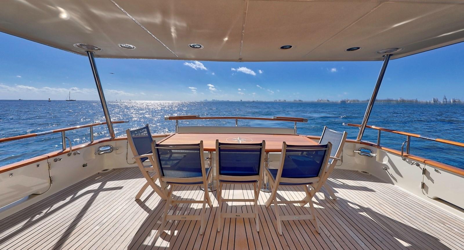 a deck with chairs on it aboard ONE LIFE Yacht for Sale