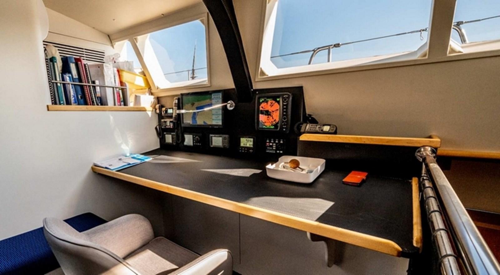 a room with a table and a tv aboard FANI Yacht for Sale