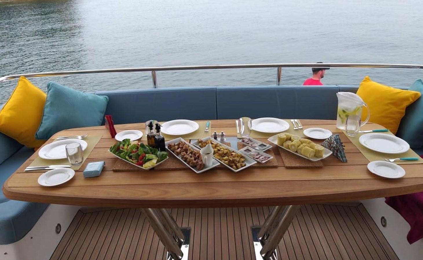 a table with food on it aboard SKYE Yacht for Sale