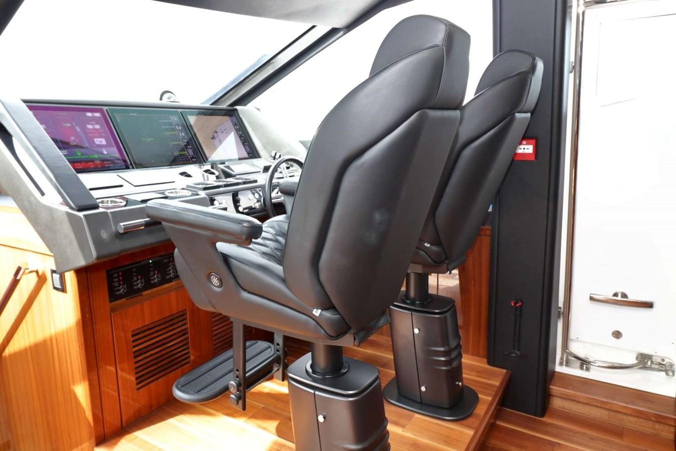 a black office chair aboard SUNSEEKER 86 Yacht for Sale