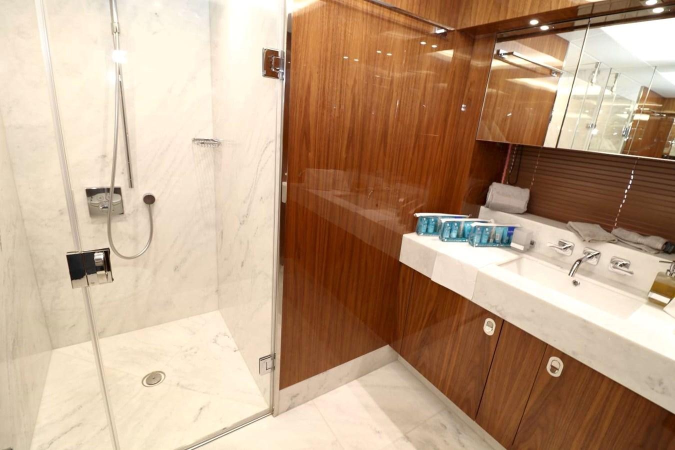 a bathroom with a shower unit aboard SUNSEEKER 86 Yacht for Sale