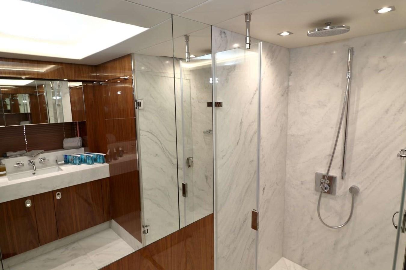 a bathroom with a shower unit aboard SUNSEEKER 86 Yacht for Sale