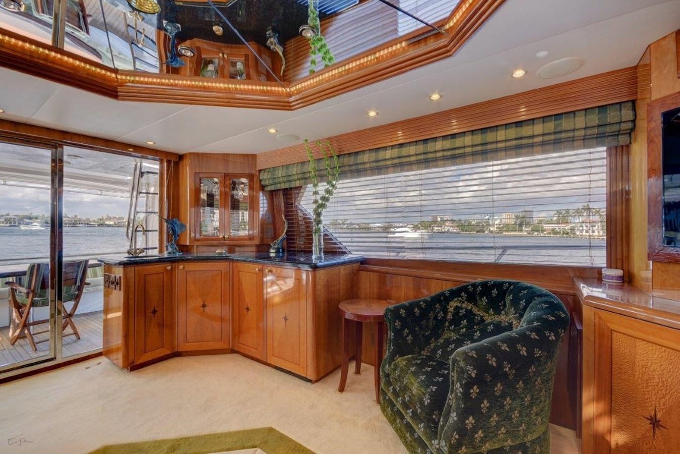 a large kitchen with a large window aboard SPHEREFISH Yacht for Sale