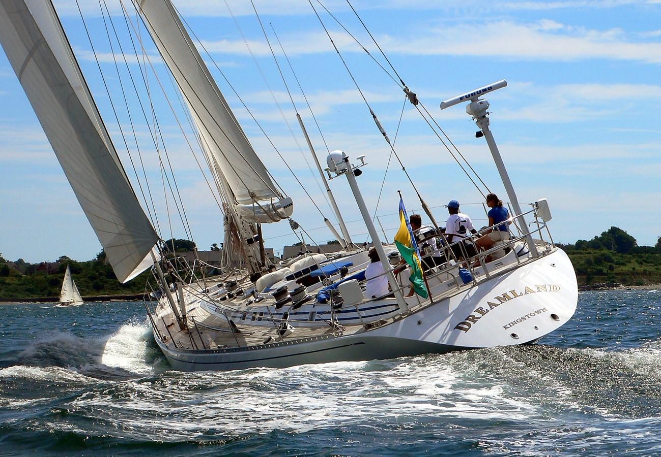 a boat sailing on the water aboard DREAMLAND Yacht for Sale