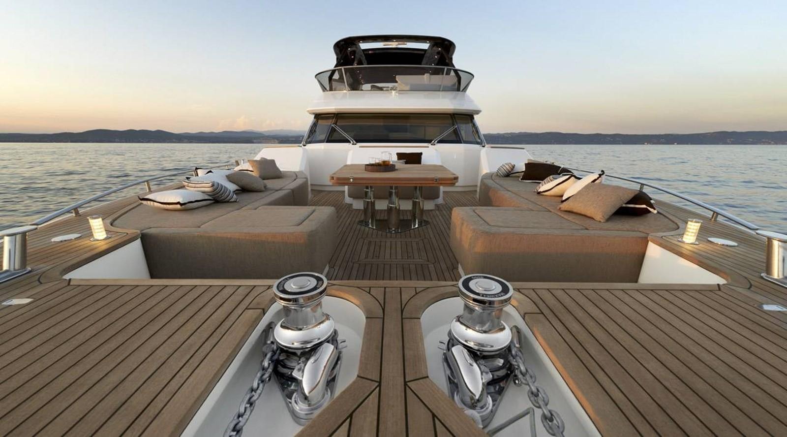 a boat on a deck aboard MONTE CARLO YACHTS MCY 86 Yacht for Sale