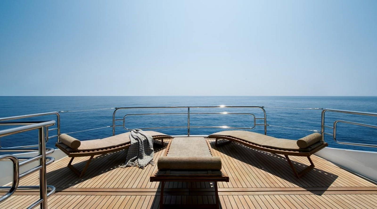 a wooden bench on a boardwalk aboard MONTE CARLO YACHTS MCY 86 Yacht for Sale