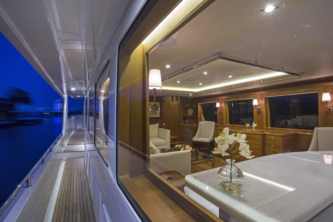 a room with a table and chairs aboard 860 DBMY Yacht for Sale