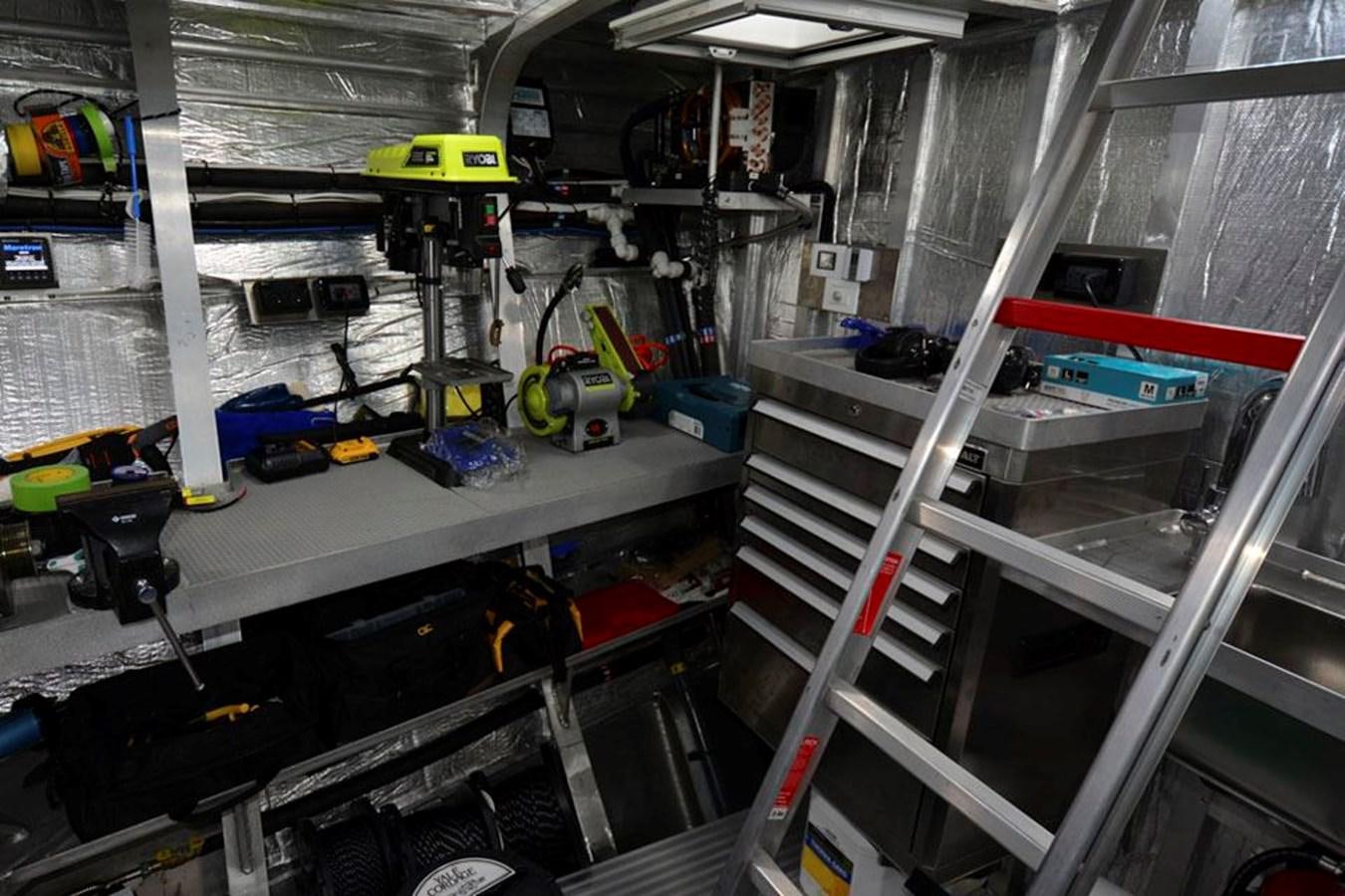 a room with machinery and ladders aboard IRON LADY II Yacht for Sale